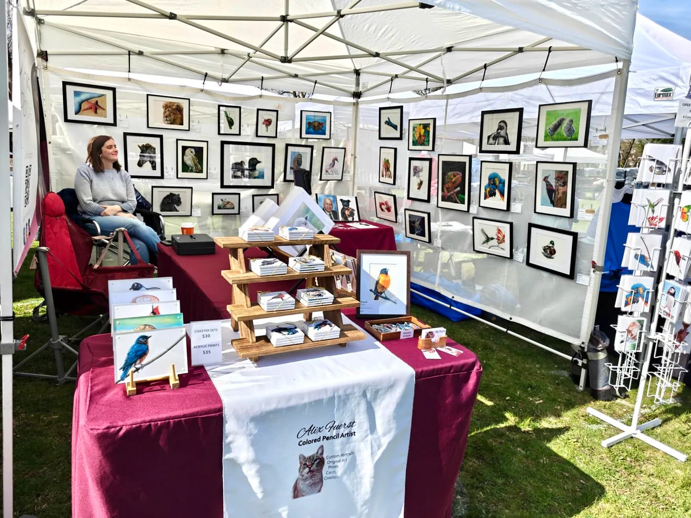 Alix Fuerst's art booth at a New England festival
